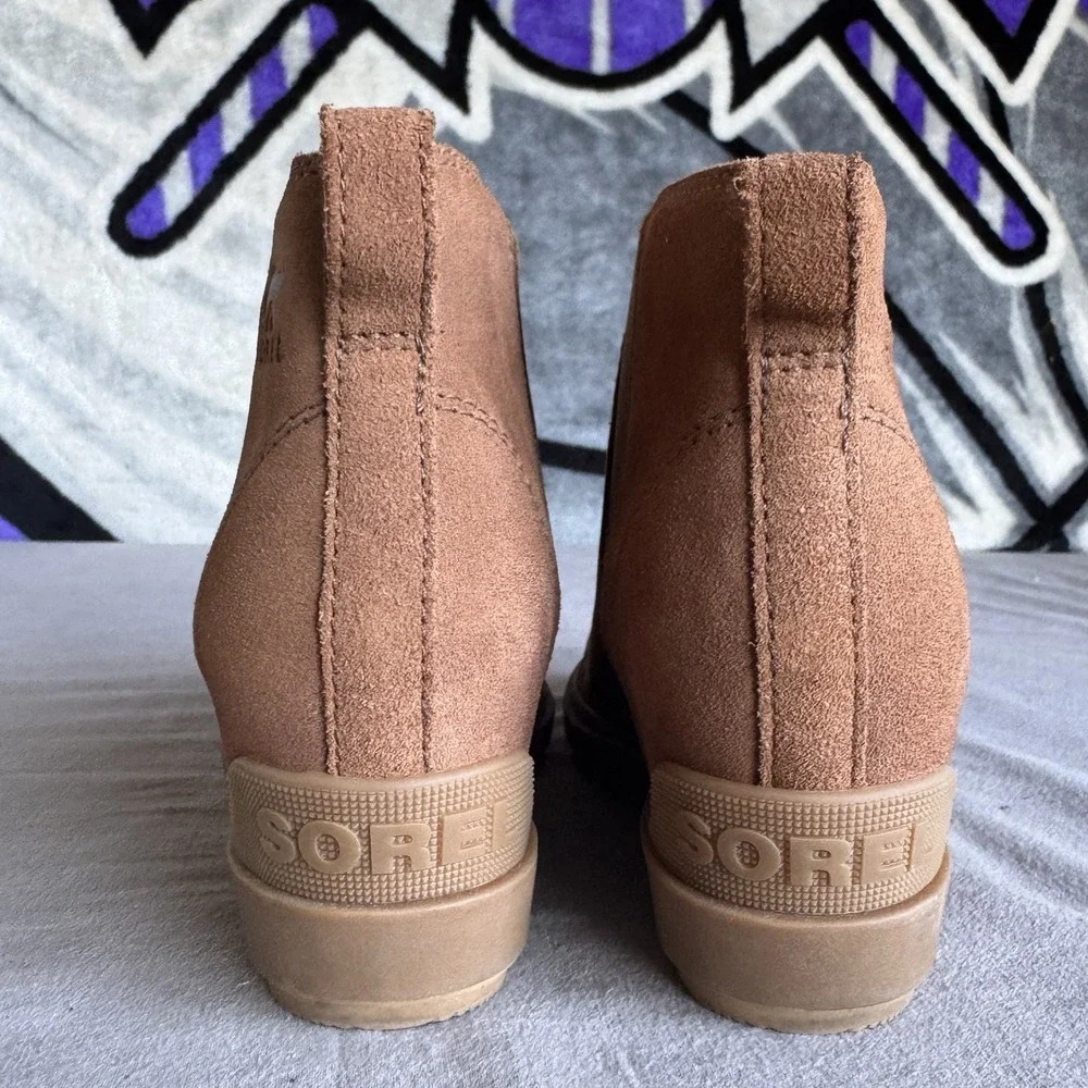 Size 7 - Sorel Evie II Chelsea Boots Camel Suede Women's NL5020-243